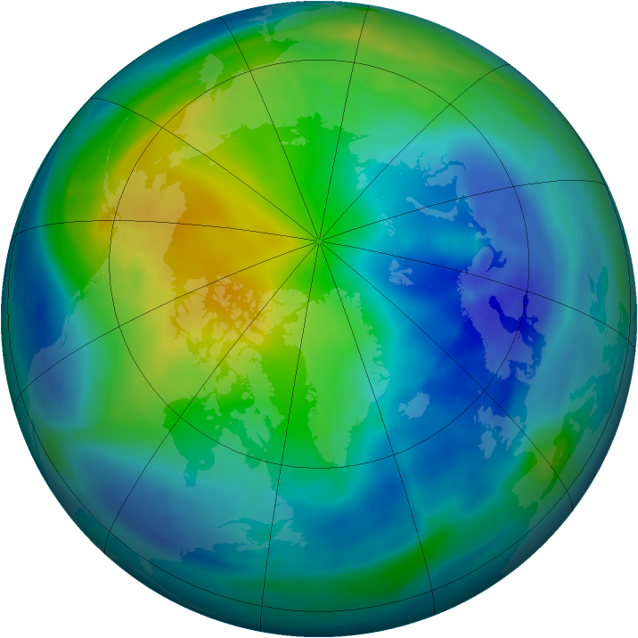 Arctic ozone map for 01 November 2004